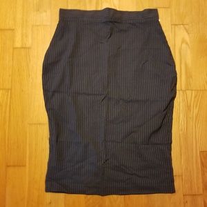 High Waist Pinstripe Wiggle Sheath Skirt